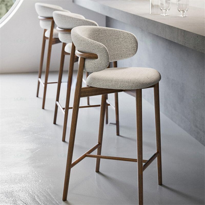 Nowoczesne lite drewno krzesło barowe Nordic Living Room stołek barowy dla oświetlenie kuchni luksusowa tkanina Sgabelli Isola Cucina dom umeblowanie