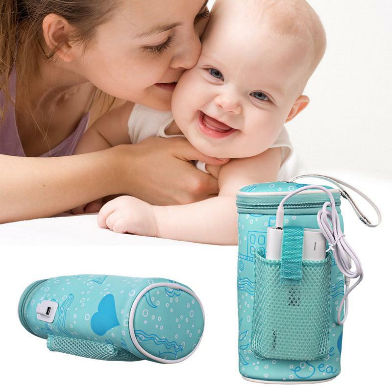 Bolsa de viaje para biberones de bebé, calentador de biberones USB, Control termostático, funda portátil para biberones de bebé, protector de calor de leche caliente para exteriores