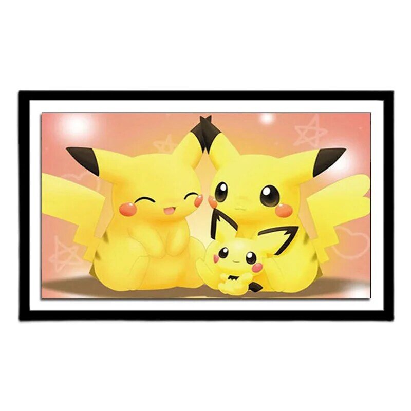 5D Drill Stone Draw Cartoon Pikachu family Full Drill Sticking Embroider Multi-size Decoration Draw Handiwork Material Pack DIY