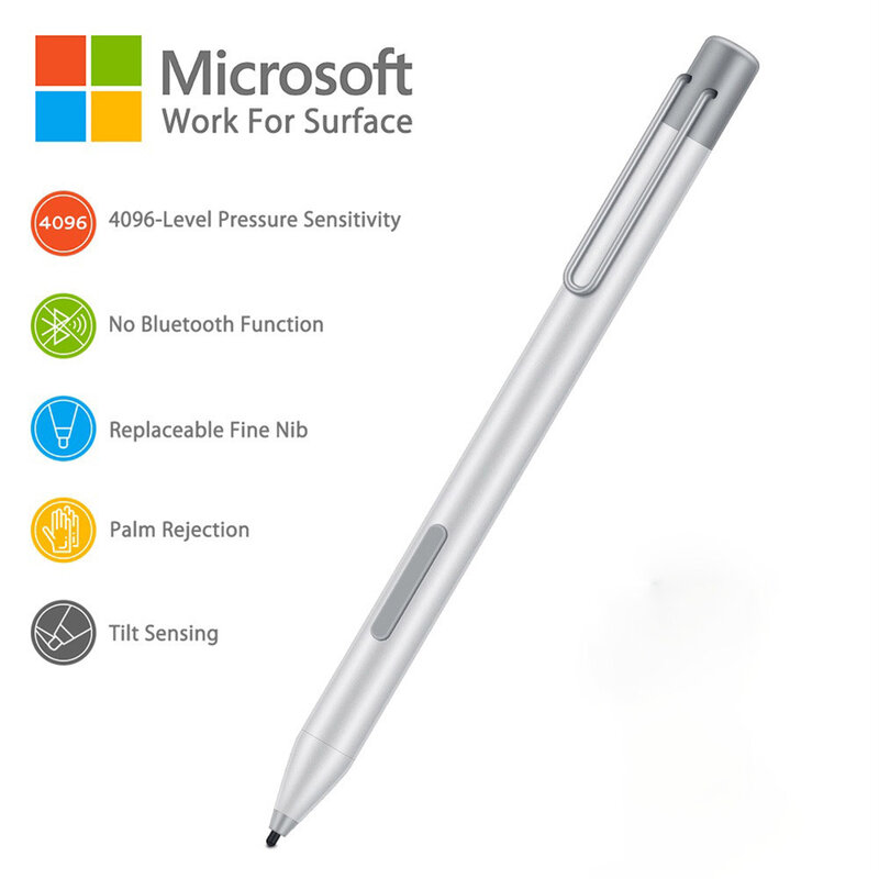 Pena Stylus untuk Microsoft Surface Pro 7 6 5 4 3 Surface Go Book Pena Pintar Tekanan Laptop Stylus Layar Sentuh dengan Klip Portabel