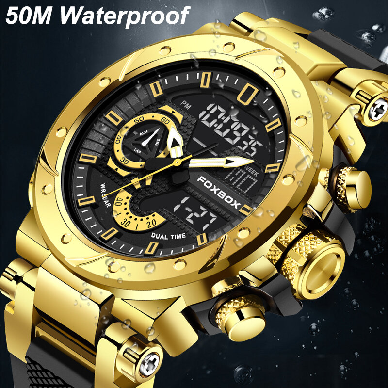 LIGE Military Men Sports Army Watches Fashion Big Dial Analog Digital Quartz Waterproof Men's Wrist Watch For Man Montre Homme