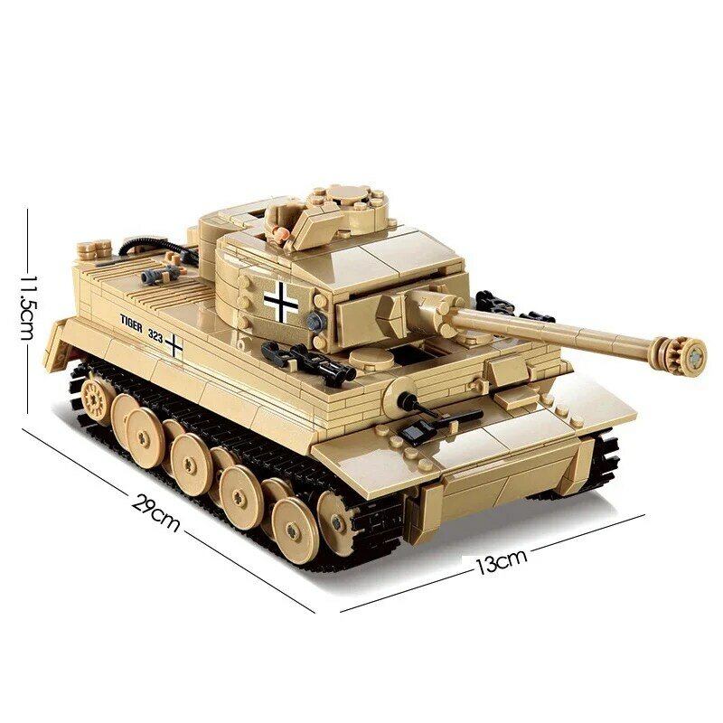 Bloques de construcción de tanque pesado Tiger para niños, juguete de ladrillos para armar tanque militar de la Segunda Guerra Mundial, ideal para regalo, código 995, piezas