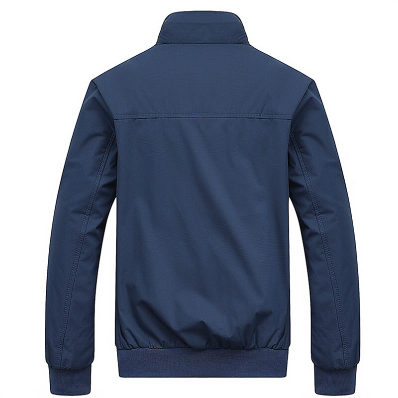 Jaket Bomber warna polos kasual pria, jaket Bomber warna polos mode baru musim gugur, jaket bisbol pakaian luar pria 6XL