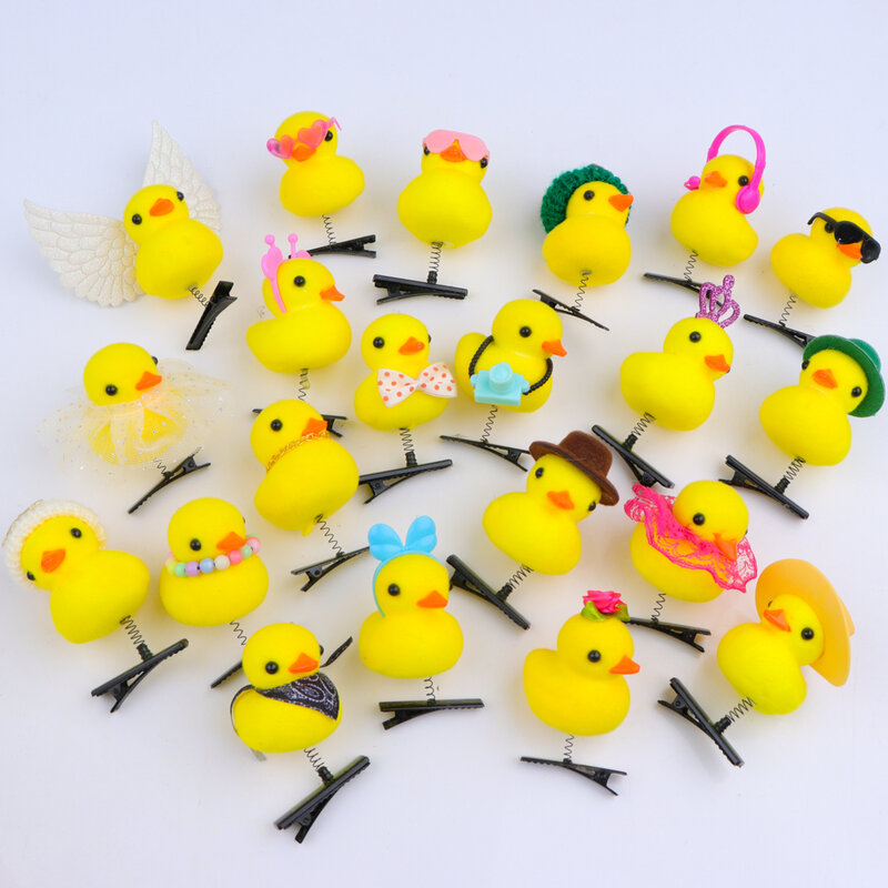 10/20/50/100Pcs/Lot Cartoon Funny DIY Duckbill Clip Children 3D Little Yellow Duck Girl Hairpin Fashion  Accessories Party Gifts