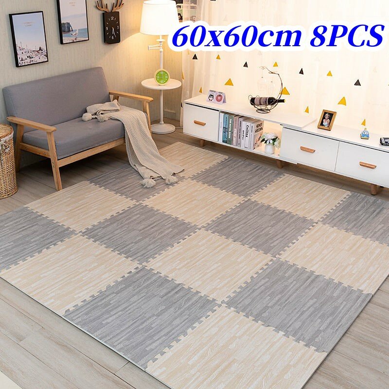 Baby Wood Grain Play Mats, Baby Game Mat, Puzzle Activities, Piso Grosso, 1cm, 60x60cm, 8Pcs