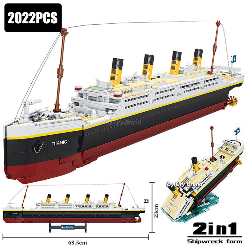 Juego de bloques de construcción de barco Titanic para niños y adultos, juguete creativo de crucero de lujo, Serie de ciudad, regalo, 2022 piezas