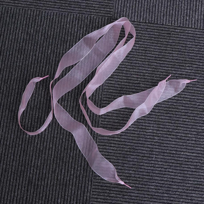 Pink Silk Ribbon sapato laço para dança festa, transparente alargamento Shoestrings para menina criança