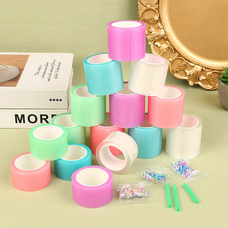 1Set Color bubble blowing nano tape DIY Kneicyle nano rubber sleeve assembly sequin blow pipe double-sided tape