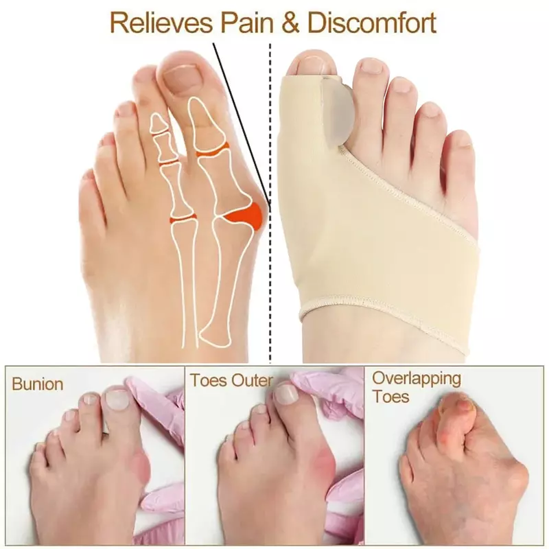 Kaus kaki pemisah jari kaki, pelurus ibu jari, alat Orthotics tulang kaki, korektor Bunion lengan Hallux Valgus