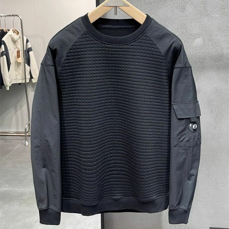 Pulôver preto solto masculino, Harajuku Moda, Novidade e Designer, Moletons com capuz, Top Sweatshirts, Roupa de luxo, 1 pc