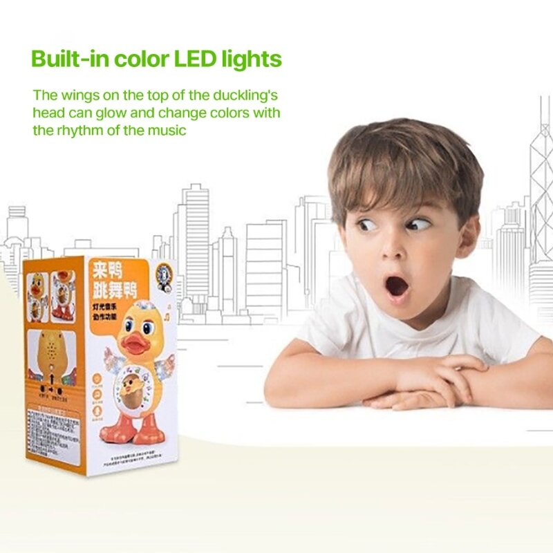 LED ダンスアヒルのおもちゃ 音楽付き ライトアップ 電気歌うアヒル 点滅ライト付き インタラクティブ幼稚園学習おもちゃ