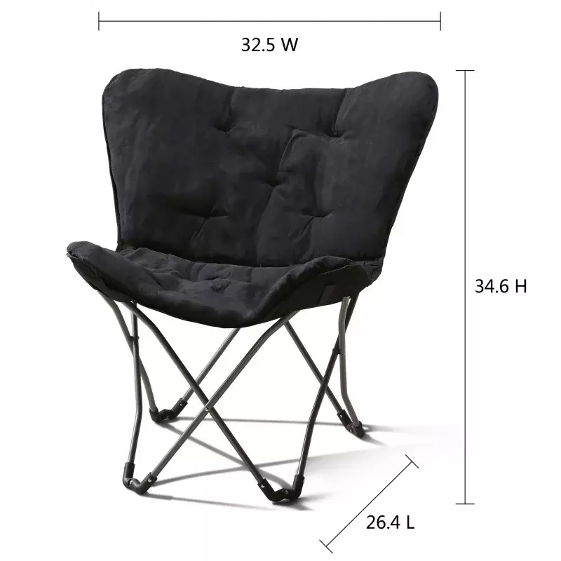 Складной стул-бабочка из микрозамшевой ткани, черного цвета