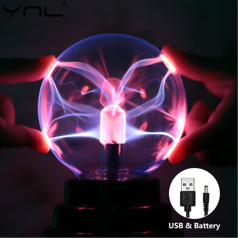 USB 3 Inch Magic Plasma Ball Novelty Night Light Crystal Touch Atmosphere Decor Nightlight Birthday Christmas Kid Gift Lighting