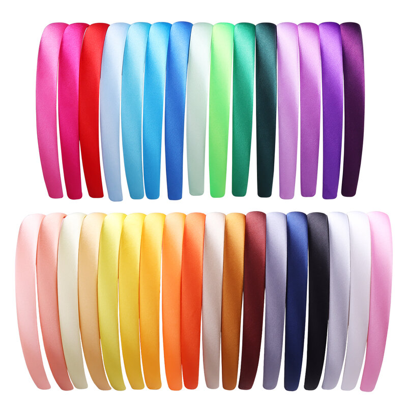 1.5/2ซม.Plain Headbands ซาติน Headband DIY ขายส่ง Hairband สีสันผ้าซาติน Coverd หัวสำหรับหญิง