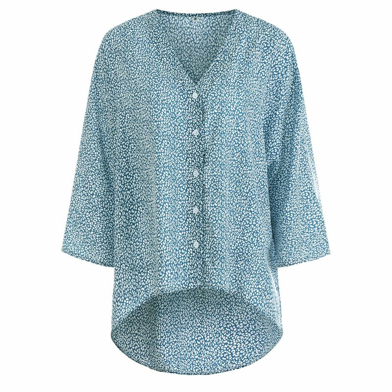 Chemise en mousseline de soie florale à manches trois-quarts pour femmes, haut décontracté, mode estivale, nouveau
