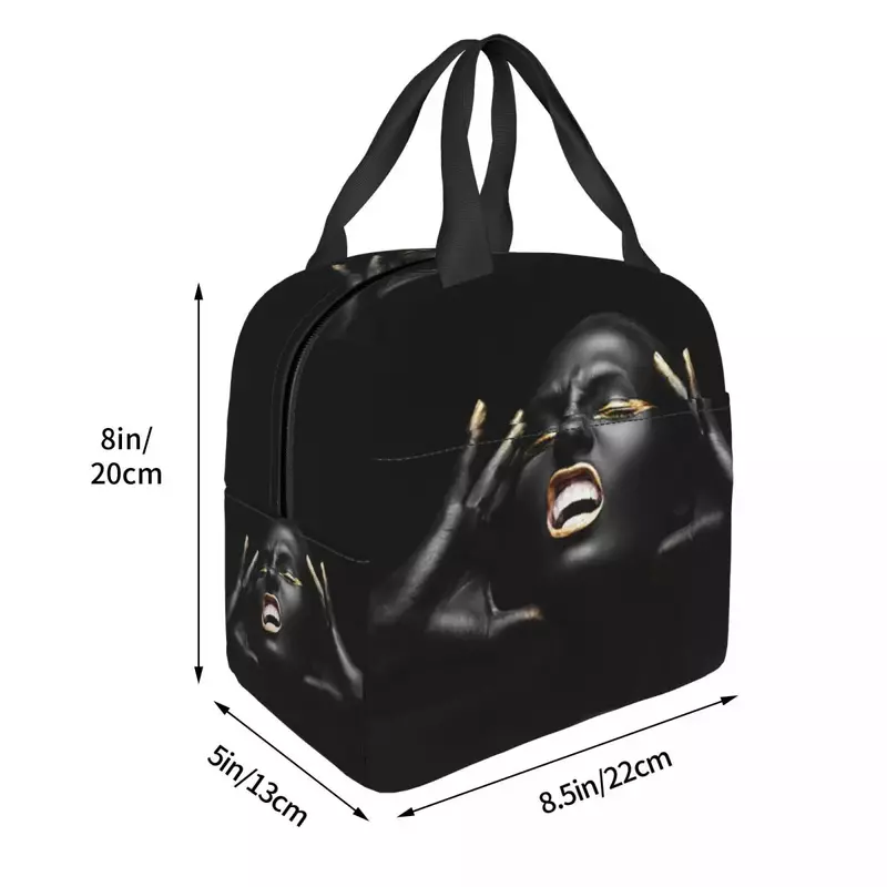 Afrikanische Königin Lunchbox wasserdichte amerikanische schwarze Mädchen Thermo kühler Lebensmittel isoliert Lunch Bag für Frauen Kinder Picknick Einkaufstaschen