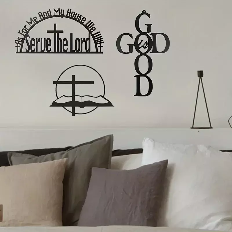 Metal Iron Sign of Bible Versos, Wall Hanging Decor, Black Christian Home Decor, Eu e Minha Casa, 1pc