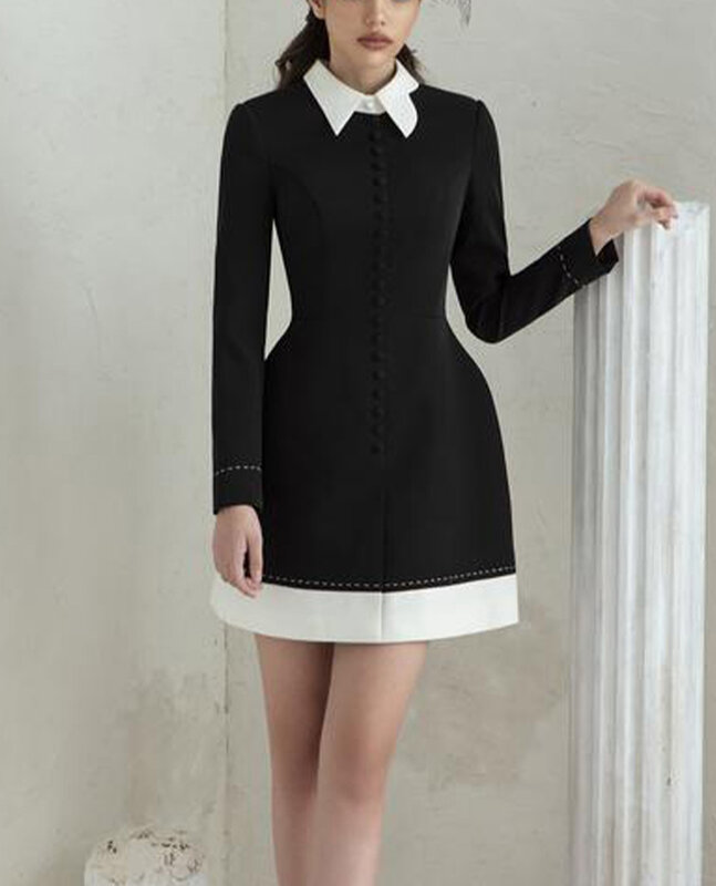 Tailor shop wenig schwarz kleid schwarz kleid Retro Schlank und dünn schwarz weibliche licht luxus kleid Semi-Formale Kleider
