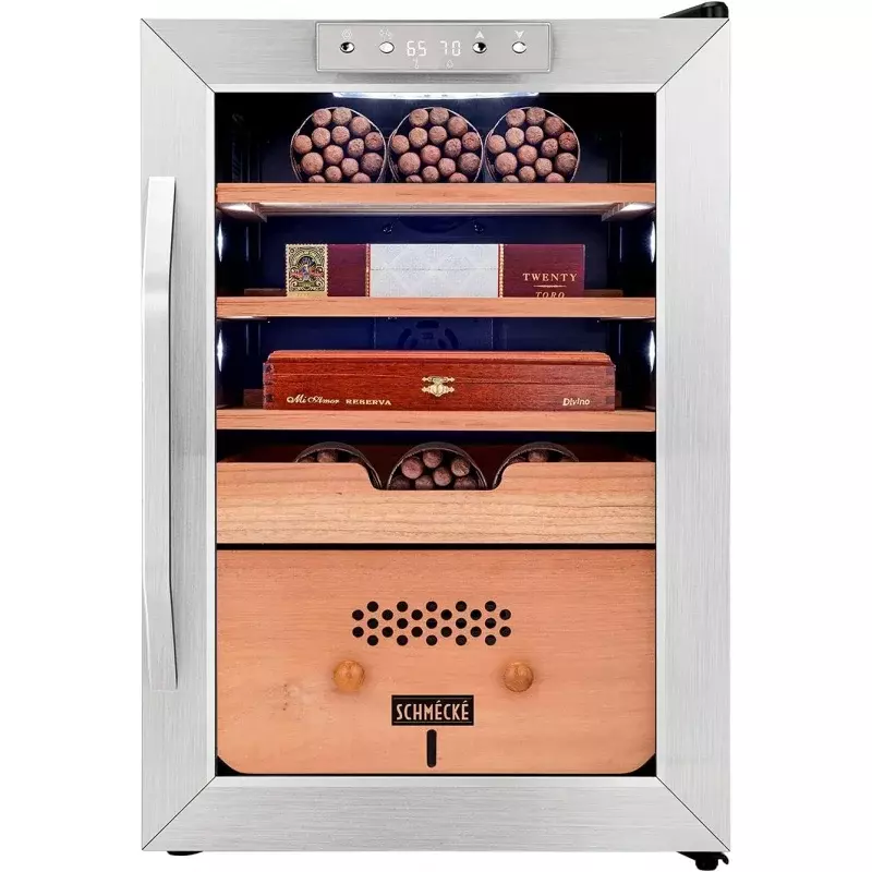 Schmécké-humidificador de refrigerador de cigarros 300, 3 en 1, refrigeración precisa, calefacción y Control de humedad, cabina de acabado embellecedor de acero inoxidable