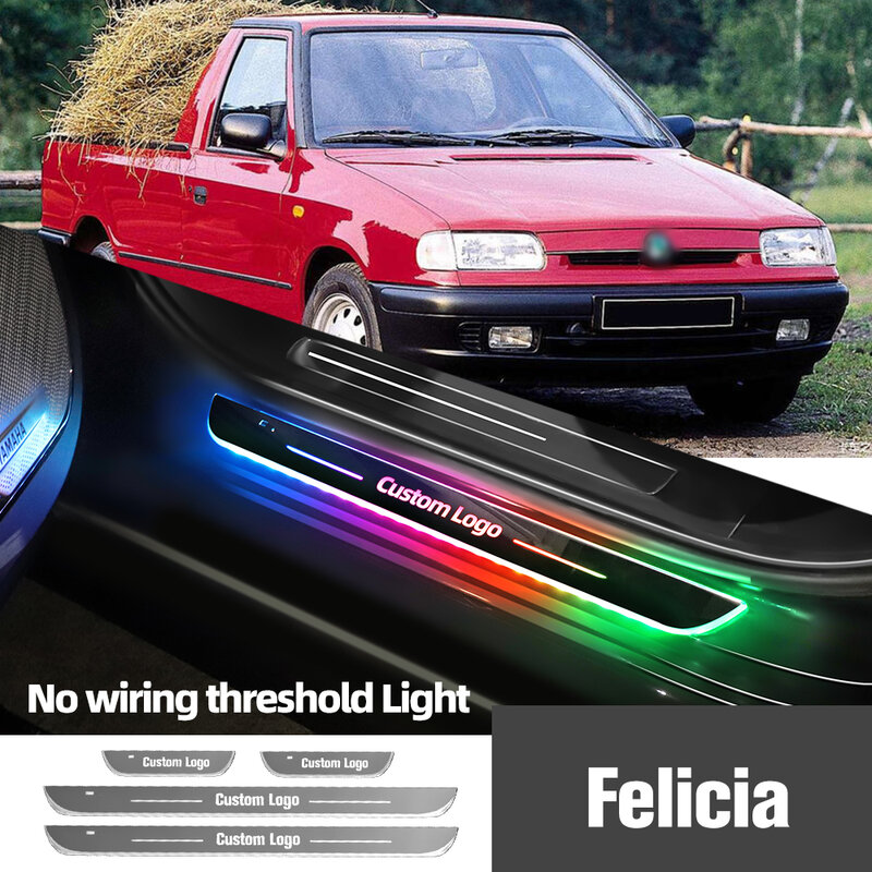 For Skoda Felicia 1994-2001 1998 1999 2000 Car Door Sill Light Customized Logo LED Welcome Threshold Pedal Lamp Accessories