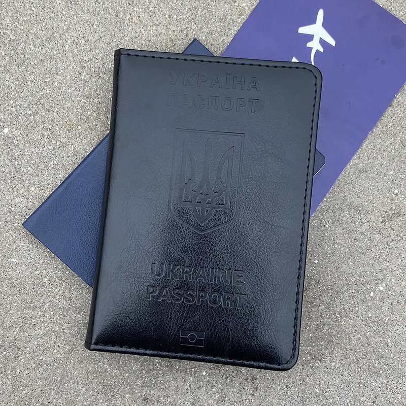 Украинский Держатель для паспорта, мужской черный чехол для паспорта, дорожный кошелек, чехол для пассажира