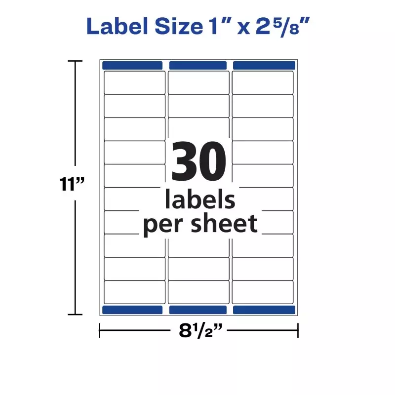 Afvery label alamat, putih, 1 "x 2-5/8", Laser, label 3,000 (05136) 2.494 lb