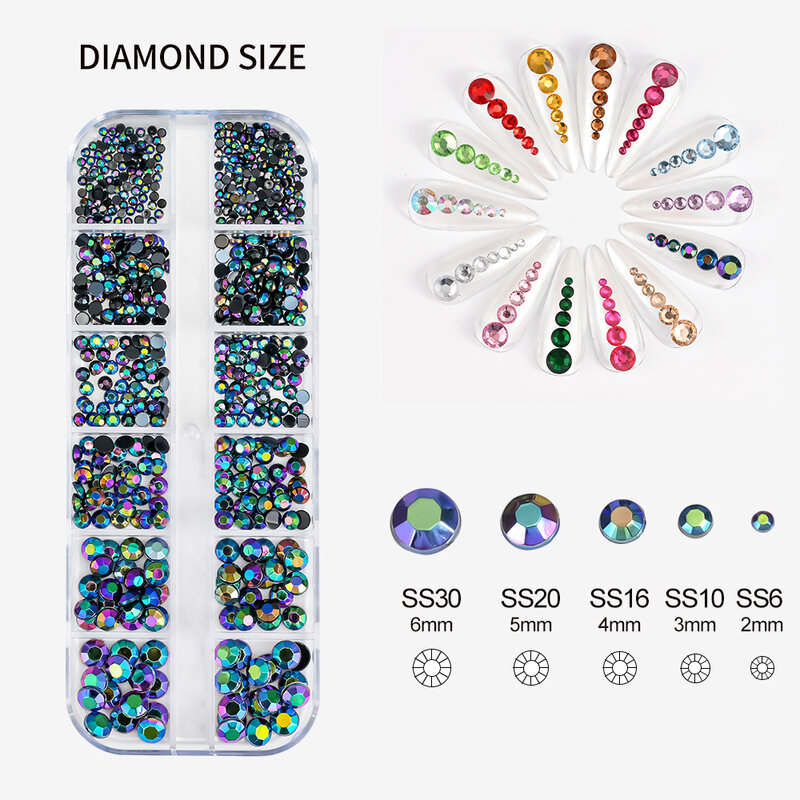 1 caja de diamantes de imitación para decoración de uñas, cristal de Parte posterior plana, cuentas de cristal rojo, tamaño SS6, SS10, SS16, SS20, SS30, Strass sin fijación en caliente