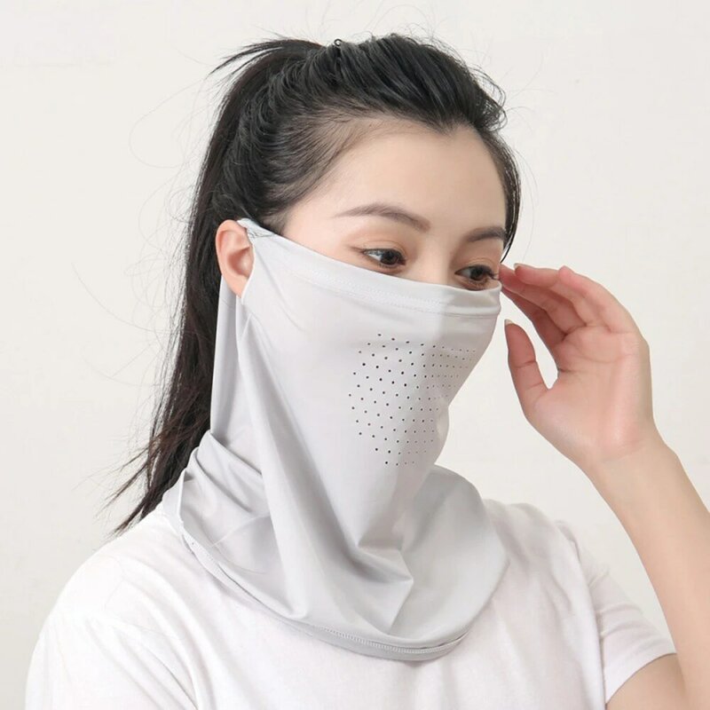 Cubierta de protección UV para el cuello, mascarilla deportiva a prueba de sol, máscara de seda de hielo, envoltura para el cuello, protector solar, bufanda facial