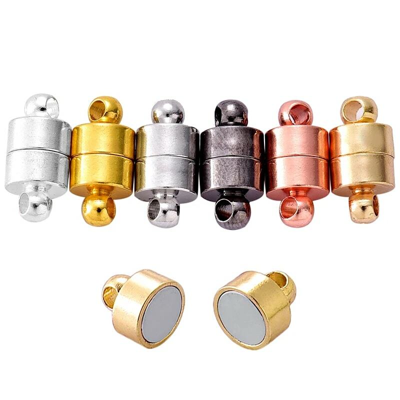 5Sets Round Strong Magnetic Clasps Fit Bracelets Necklace Rhodium End Clasp Connectors for Makings Leather Bracelet Jewelry