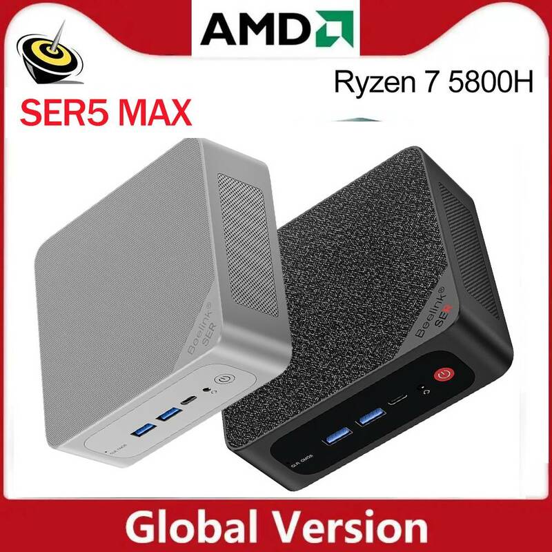 Beelink PC Mini AMD Ryzen 7 5800H 5700U 5 5560U SER6 MAX SER5 Pro komputer Desktop Gaming rumah WiFi6 DDR5 SSD