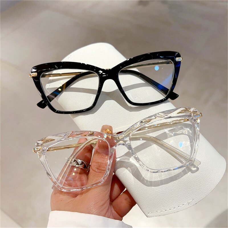 KLASSNUM Fashion Anti-Blue Light Glasses Retro Classic Cat Eye Frame Eyeglasses Women Computer Eye Protection Spectacles Eyewear