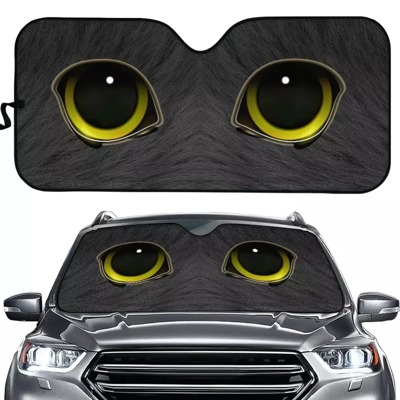 Pára-brisas com design de mau-olhado Car Sun Shade Pára-brisa dianteiro Olhos de animais Protetor de viseira solar Acessórios dobráveis