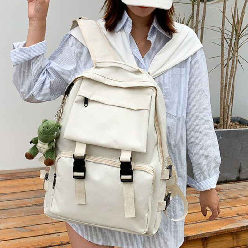 Водонепроницаемый нейлоновый школьный ранец, вместительный прочный однотонный рюкзак для учеников старших классов колледжа, дорожная сумка для книг