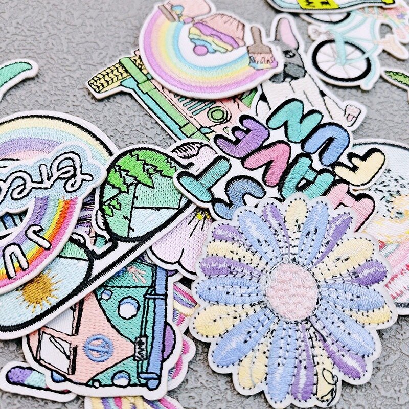 Hot Cartoon Embroidery Iron on Patches Wave Sea Turtle Cloth Sticker for Clothes Thermoadhesive Badge Bag Hat Fabric Accessories