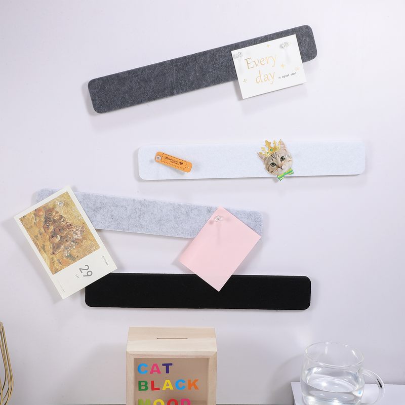 8Pcs Self-Adhesive Felt Pin Board Bar Felt Cork Board Strips with 50 Clear Push for Paste Notes Photos Schedules