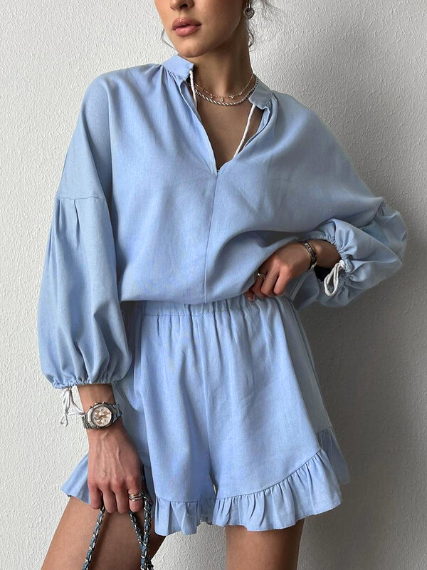 Женская Повседневная Хлопковая пижама Marthaqiqi, комплект из 2 предметов, Свободная Женская домашняя одежда