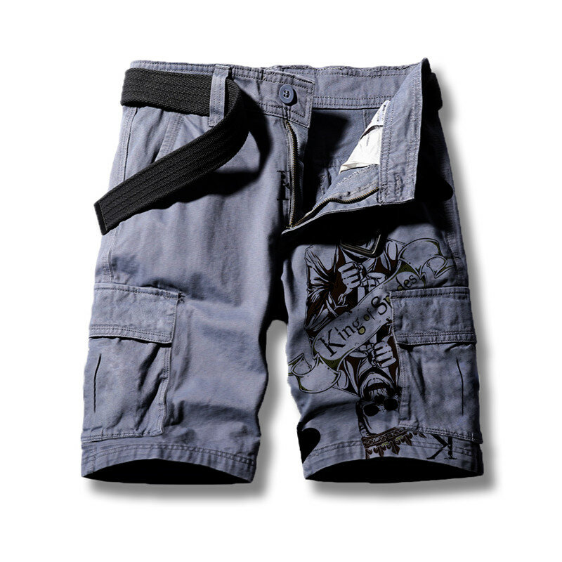 Celana pendek kargo kasual pria, celana pendek olahraga kargo motif 3D Fashion musim panas untuk pria