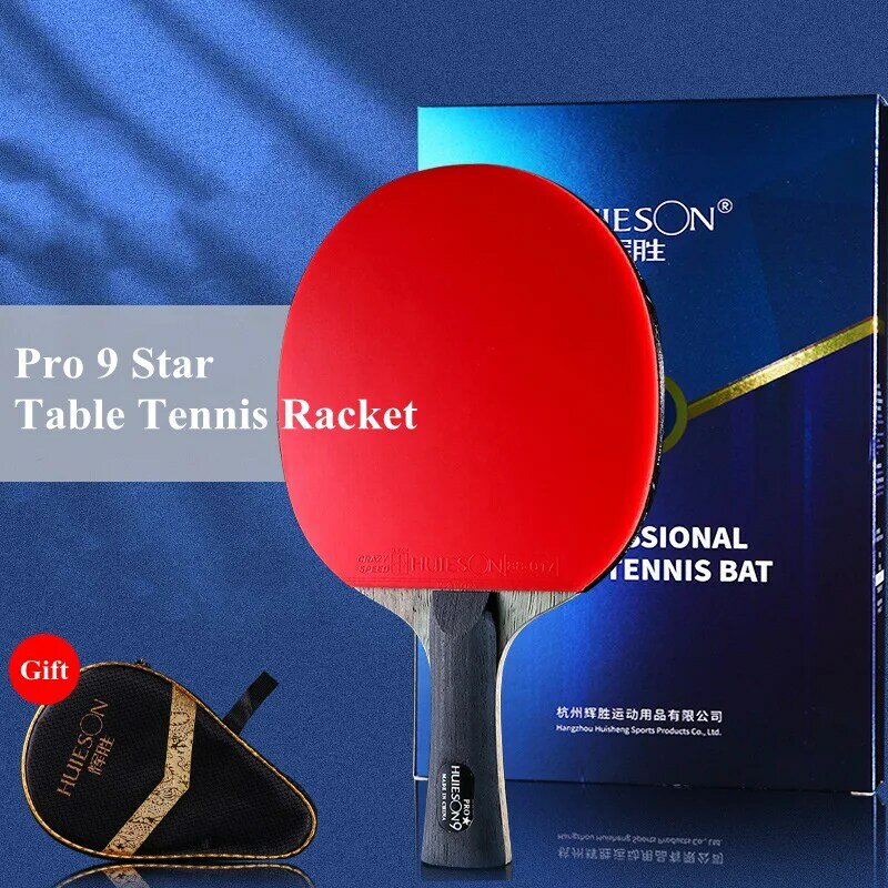 Huieson Pro 9 gwiazda rakieta do tenisa stołowego 7Ply [ALC] podwójne pryszcze w gumy rakietka do tenisa stołowego FL CS uchwyt z przypadku