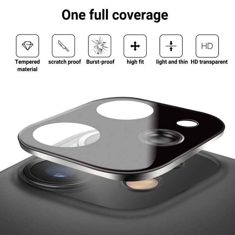 Protecteur d'objectif d'appareil photo à couverture complète pour iPhone, verre guatémaltèque pour iPhone 11, 12, 13, 14, 15 Pro Max, Mini