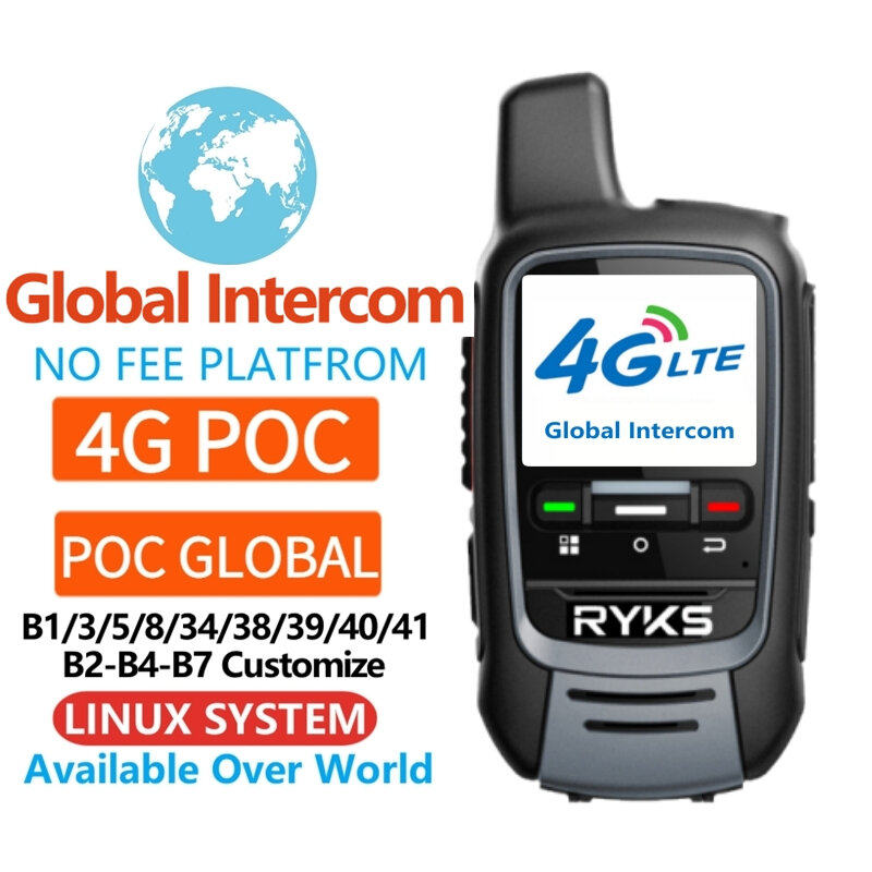 Rádio bidirecional de intercomunicação global, Walkie Talkie mini cartão SIM, Internet 4G PoC, Longo Alcance 5000km, Par (sem FeFeFee)