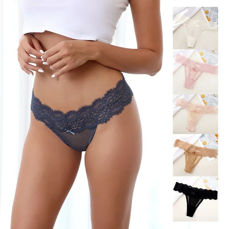 Sexy Lace Thong Womens Panties Seamless T Panty Mesh Underpant Floral G-String Ladies Lingerie Women Transparent Erotic Panties