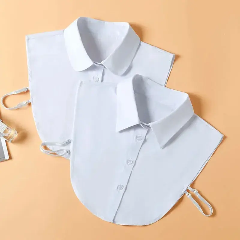 Cuello falso blanco con lazo frontal para mujer, cuello desmontable, Vintage, Blusa de encaje, moda 2023