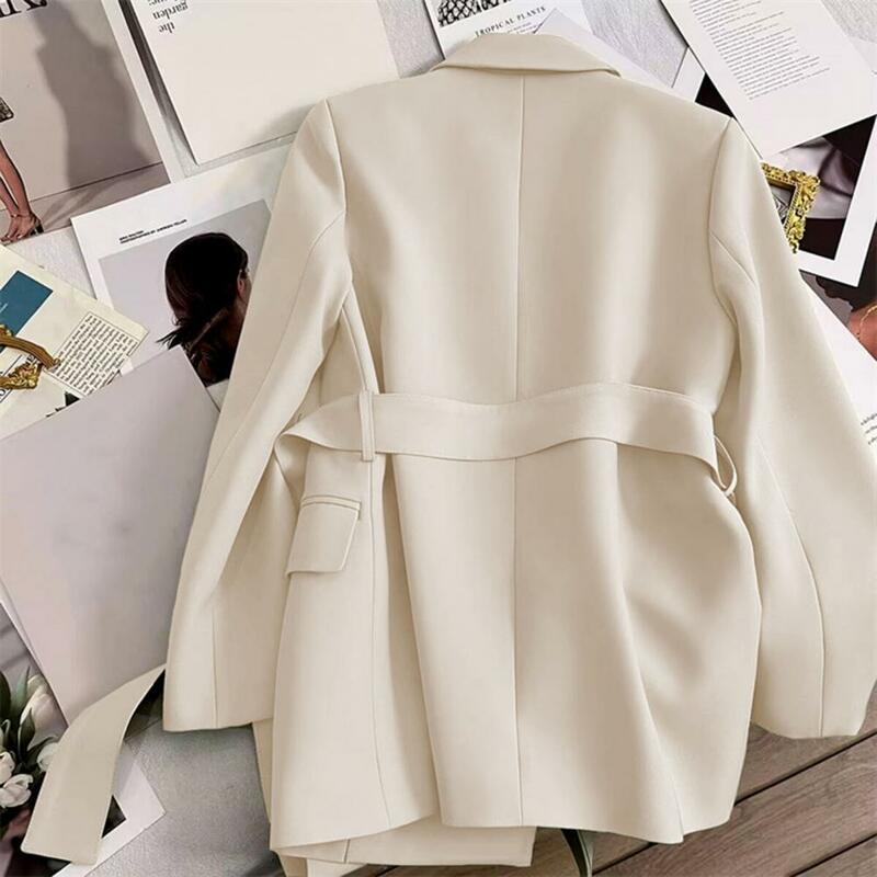 Women Suit Coat Formal Business Style Women's Suit Coat with Belted Waist Slim Fit Long Sleeve Office Coat for Ol Commute Women