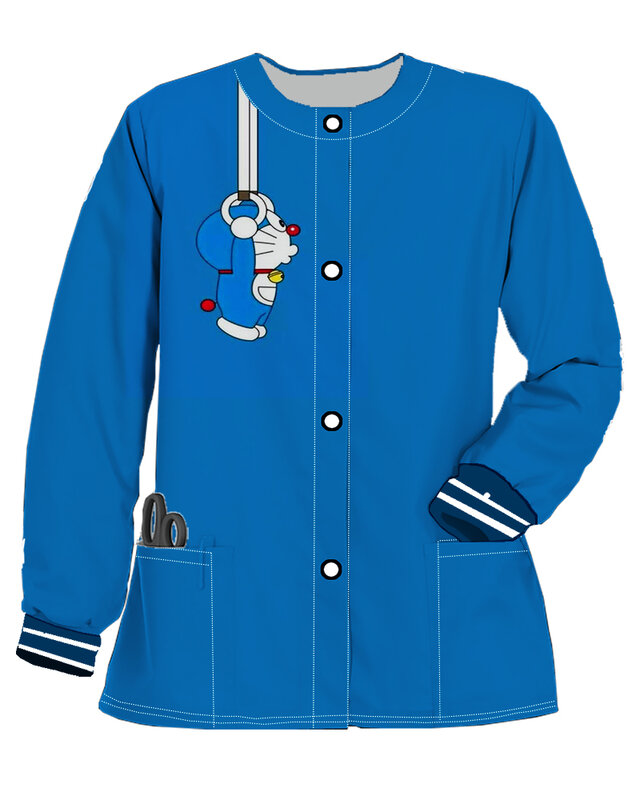 Женская одежда на пуговицах, женские тренды 2023, свитшоты для медсестер, кардиган, куртка с мультяшным рисунком и карманами, японская мода Y2k, топы с длинным рукавом