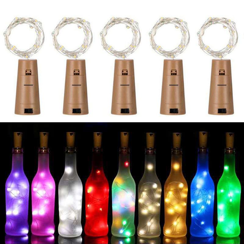 Fles Stopper Led Licht String Batterij Aangedreven Slinger Koperen Draad Licht Voor Diy Kerstfeest Bruiloft Decoraties