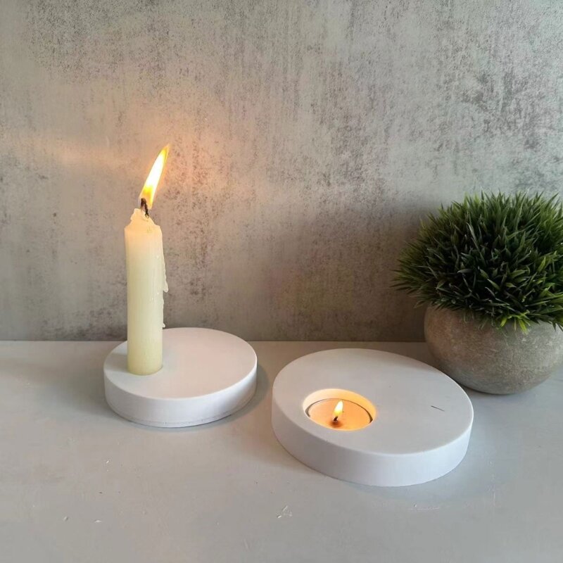 Molde para portavelas forma redonda, soporte para velas 3D, molde silicona, encantadores moldes para candelabros yeso,