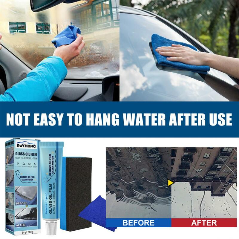 1~7PCS 30g Car Glass Oil Film Remover Glass Film Polishing Cleaner Agent Windshield Glass Window Cleaning Liquid with Sponge