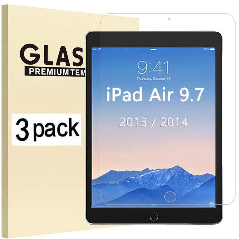 (แพ็ค3) กระจกนิรภัยสำหรับ Apple iPad Air 1 2 9.7 2013 2014 A1474 A1475 A1566กันรอยขีดข่วนฟิล์มแท็บเล็ต