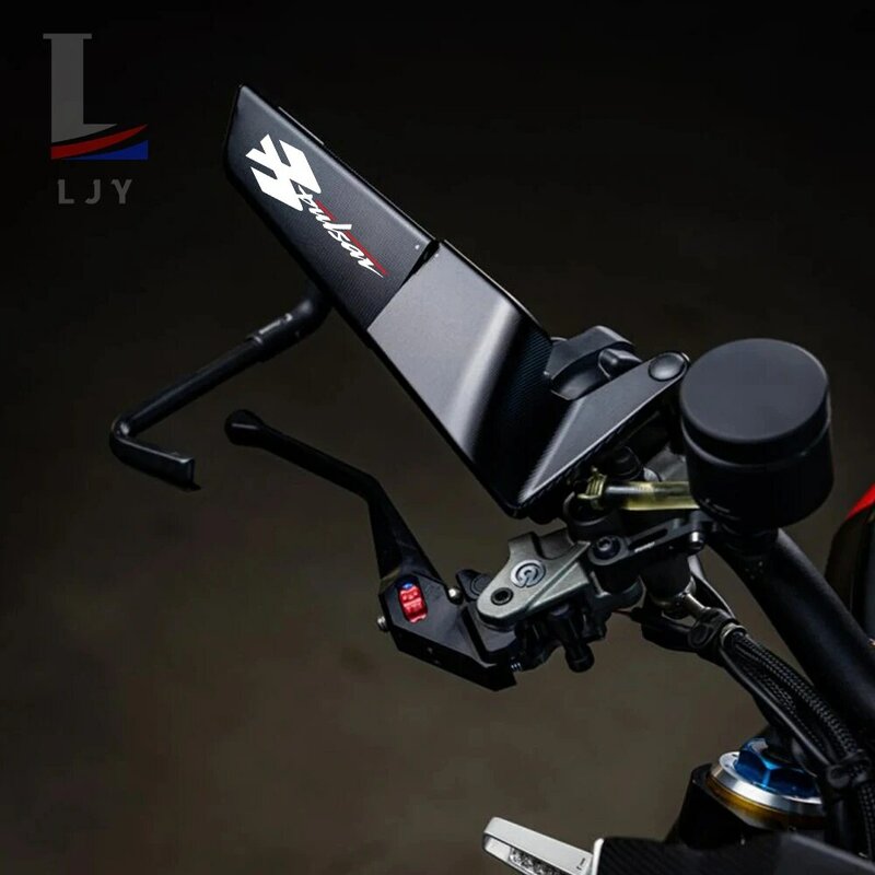 for Bajaj Pulsar 200 NS/200 RS/200 A with logo Motorcycle Mirrors Stealth Winglets Mirror Kit Rotate Adjustable Mirrors