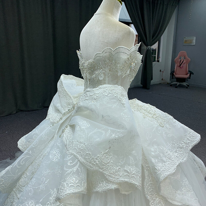 Женское свадебное платье с бантом, элегантное бальное платье из органзы с короткими рукавами, со шнуровкой и бисером, новинка 2024
